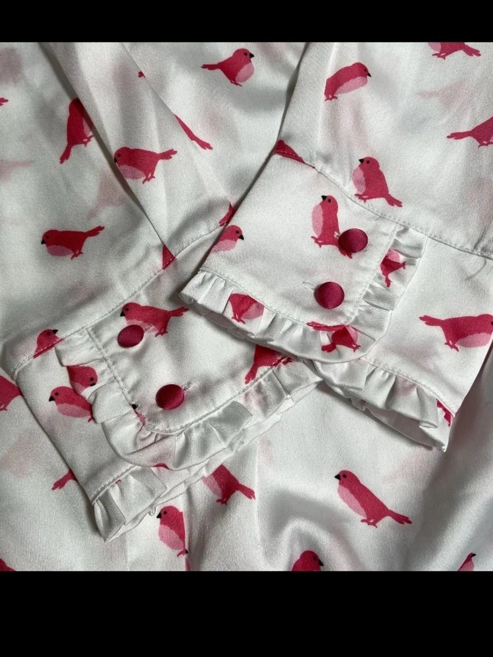 kate spade White Button-Up Nightshirt Dress with Pink Bird Print